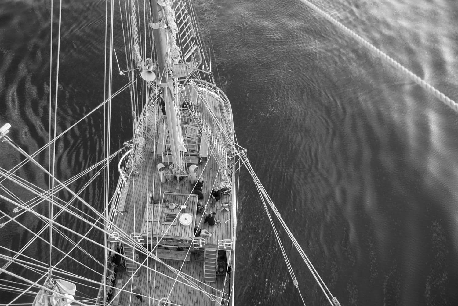 Sailboat seen from above at sea